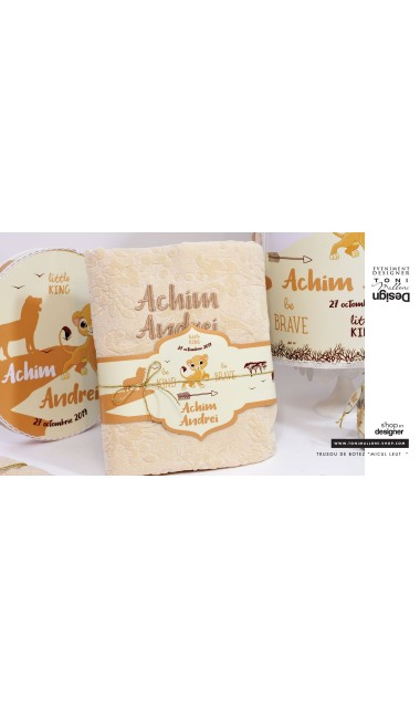 Trusou botez cu leu, brodat de inspiratie exotica, jungla, animale Micul Pui Leu 5